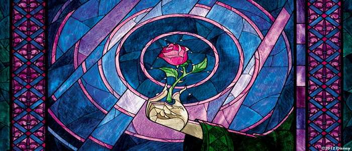 beauty and the beast enchanted rose stained glass